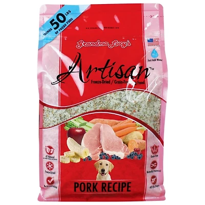 Grandma Lucy's - Artisan Freeze Dried Fresh Dog Food - Grain Free All Natural Ingredients - Pork Recipe