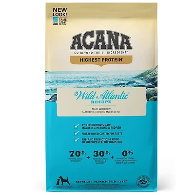 ACANA - Highest Protein Dry Dog Food - Freeze Dried Coated For Taste - Wild Atlantic Recipe - 25 lbs Bag