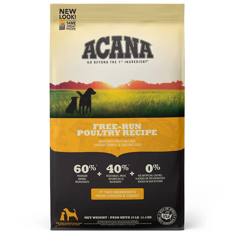 ACANA - High Protein Dry Dog Food - Supports Digestion, Skin & Coat Health - Free Run Poultry Recipe - 25 lbs Bag