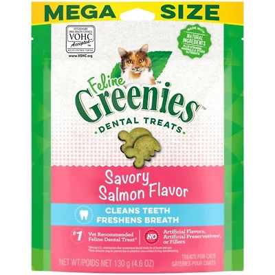Greenies - Dental Cat Treats - Crunchy Texture for Clean Teeth & Fresh Breath - Savory Salmon Flavor