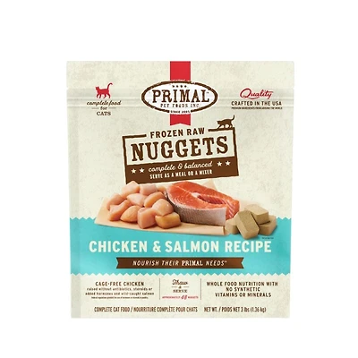 Primal - Frozen Cat Food Nuggets - Raw & Natural Nutrition - Chicken & Salmon Recipe