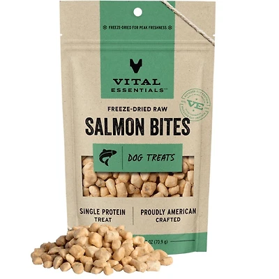 Vital Essentials - Freeze Dried Raw Dog Treats - High Protein,  Grain Free & Limited Ingredient - Salmon Bites