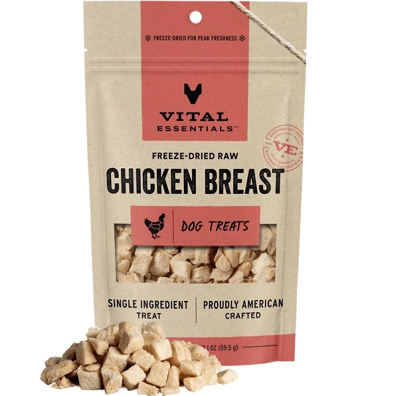 Vital Essentials - Freeze Dried Raw Dog Treats - High Protein,  Grain Free & Limited Ingredient - Chicken Breast