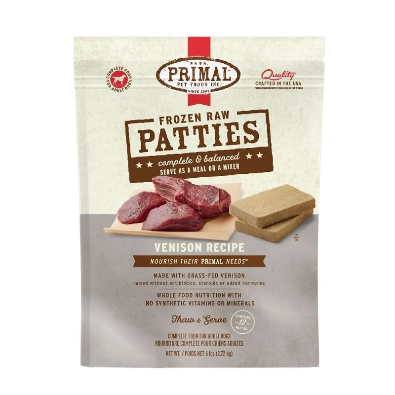 Primal - Frozen Dog Food - Patties - Venison