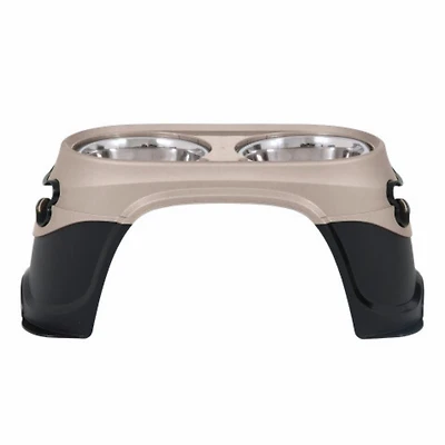 Petmate - Elevated Feeder Dog Bowls – Easy Reach Diner for Senior & Large Breeds – Black/Pearl Tan