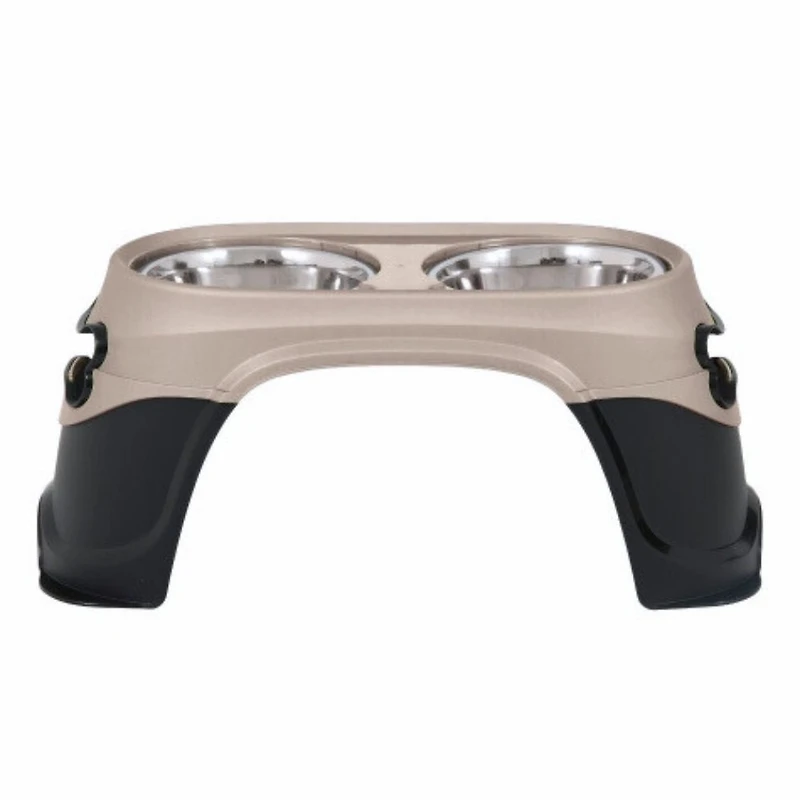Petmate - Elevated Feeder Dog Bowls – Easy Reach Diner for Senior & Large Breeds – Black/Pearl Tan