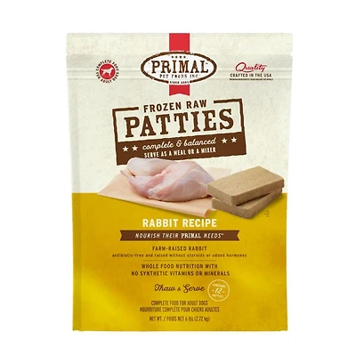 Primal - Frozen Dog Food Patties - Raw & Natural Nutrition - Rabbit Recipe