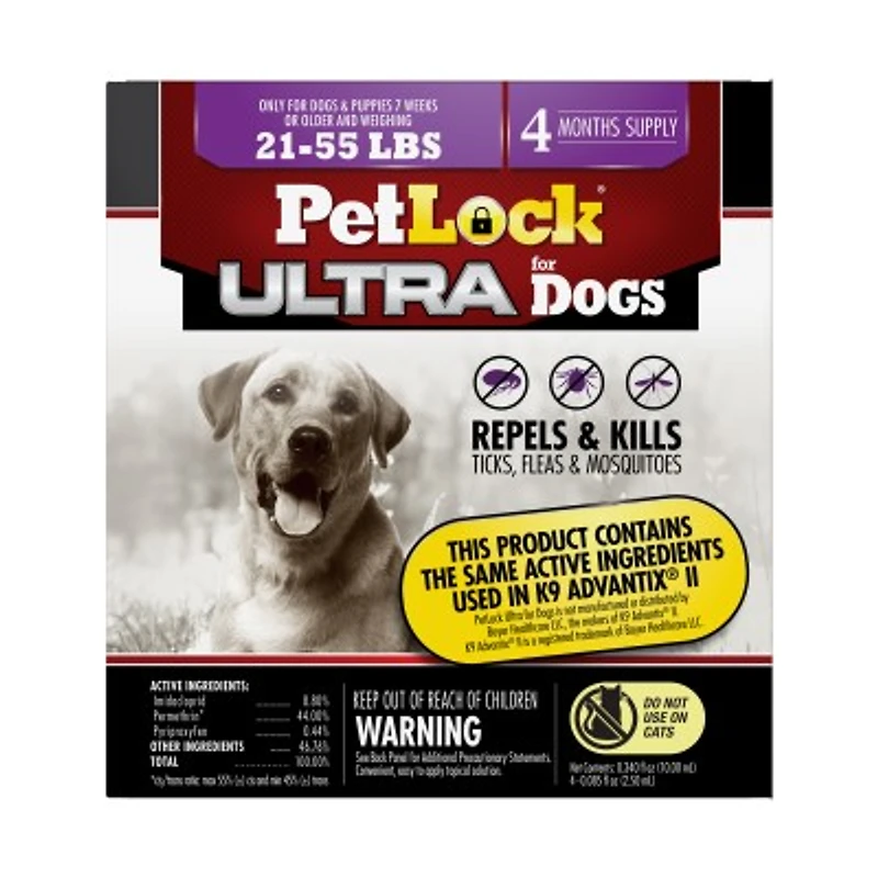 PetLock - 4M Flea & Tick Prevention - Fast Acting Monthly Protection - Large Dogs 21-55 lbs