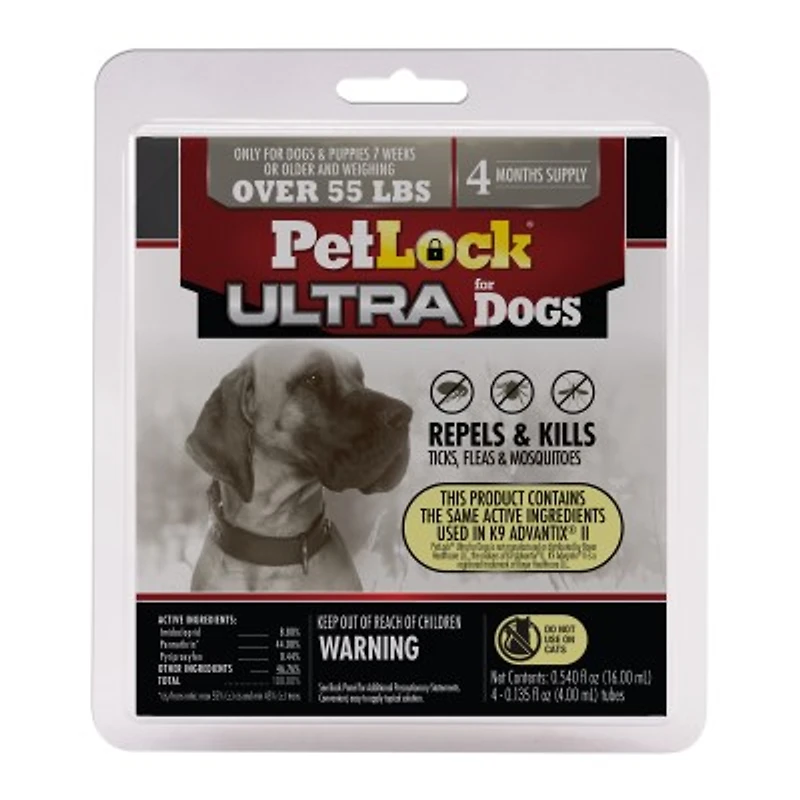PetLock - 4M Flea & Tick Prevention - Fast Acting Monthly Protection - Extra Large Dogs 55 lbs & Up