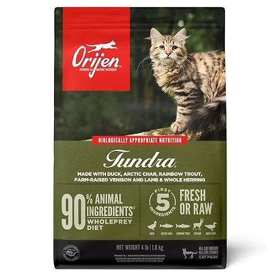 Orijen - High Protein Dry Cat Food - Grain Free with WholePrey Nutrition - Tundra - 4 lbs Bag