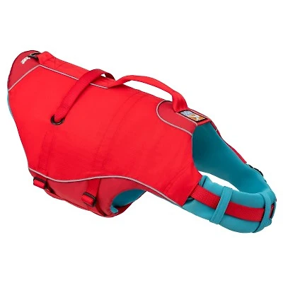 Kurgo - Surf N Turf Dog Life Jacket - High Buoyancy,  Adjustable & Reflective with Dual Handles - Red & Blue