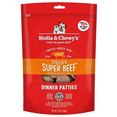 Stella & Chewy's - Freeze Dried Raw Dog Food Dinner Patties - High Protein & Grain Free - Stella's Super Beef Patties - 25 oz