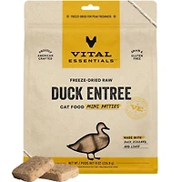 Vital Essentials - Freeze Dried Raw Cat Food - High Protein,  Grain Free & Limited Ingredient Mini Patties - Duck Entrée