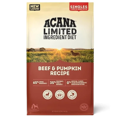ACANA - Limited Ingredient Dry Dog Food - Supports Digestive Health - Singles Beef & Pumpkin Recipe - 22.5 lbs Bag