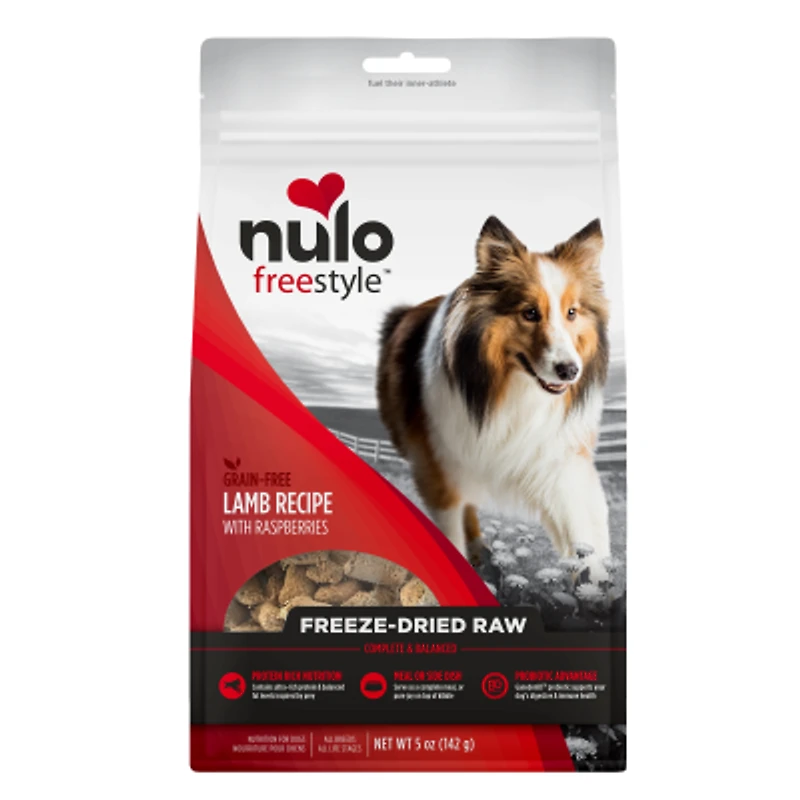 Nulo - Freeze Dried Raw Dog Food - Grain Free Lamb Recipe with Raspberries