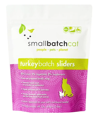 Small Batch - Frozen Cat Food - Turkey Batch Sliders