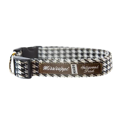 Adjustable Dog Collar - Soft Cotton & Durable Hardware - Houndstooth