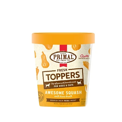 Primal - Fresh Toppers Frozen Meal Mixer for Dogs & Cats - Digestive Support with Probiotics - Awesome Squash