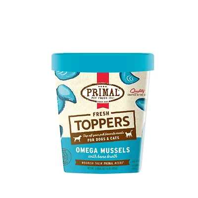 Primal - Fresh Toppers Frozen Meal Mixer for Dogs & Cats - Joint Support with Superfoods - Omega Mussels