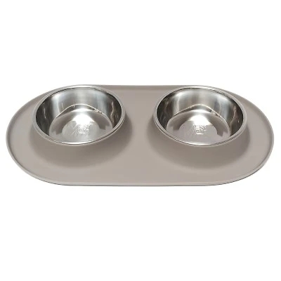 Messy Mutts - Double Feeder - Grey