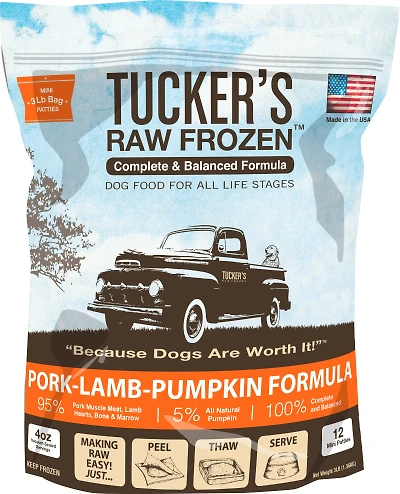 Raw Frozen Dog Food - Grain Free & High Protein Complete Diet - Pork, Lamb