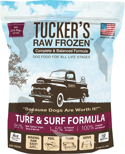 Tucker's - Raw Frozen Dog Food - Grain Free & High Protein Complete Diet - Turf & Surf Formula