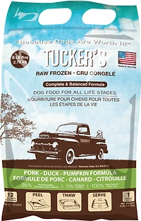 Tucker's - Raw Frozen Dog Food - Grain Free & High Protein Complete Diet - Pork,  Duck,  & Pumpkin Formula