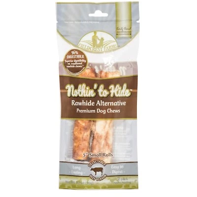 Nothin To Hide  - Rawhide Alternative Dog Chew - Digestible & Long Lasting Treat - Beef Roll - 2 Pack