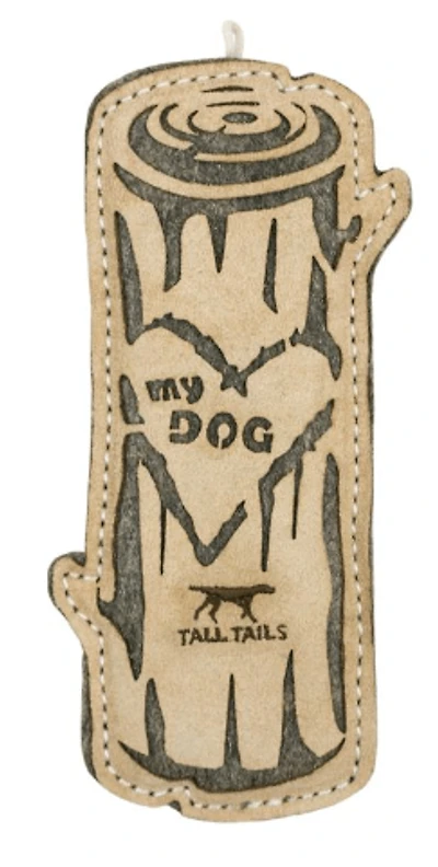 Tall Tails - Dog Toy - Natural Leather & Wool I Love My Dog Log