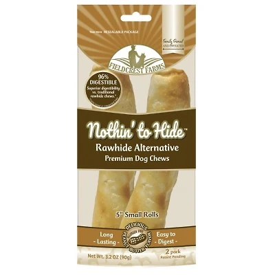 Nothin To Hide  - Rawhide Alternative Dog Chew - Digestible & Long Lasting Treat - Peanut Butter Roll - 2 Pack