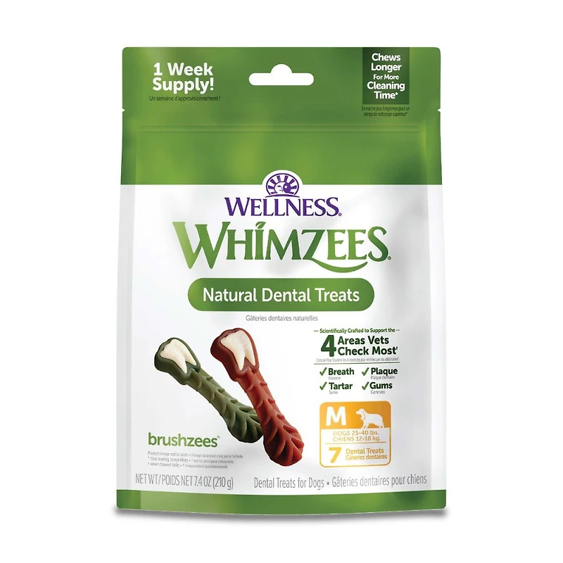 WHIMZEES - Dog Dental Treat - Brushzees Natural Grain Free Dental Chews - Medium Breed