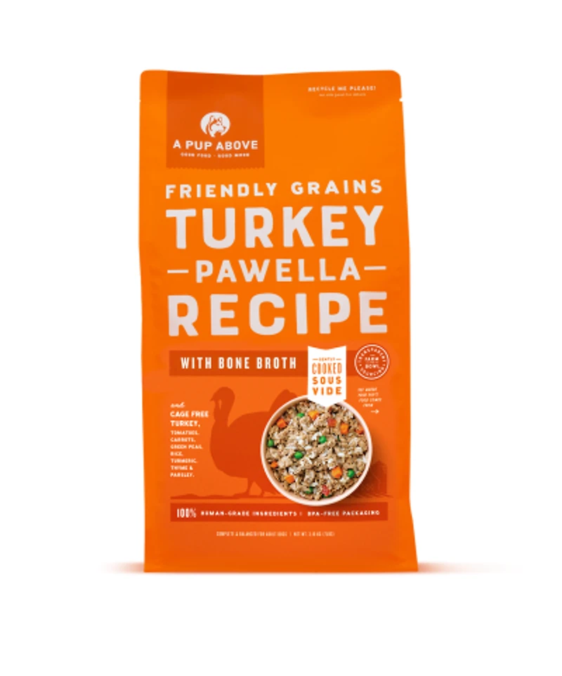 A Pup Above - Gently Cooked Dog Food - High Protein, Human Grade & Grain Friendly - Turkey Pawella Recipe