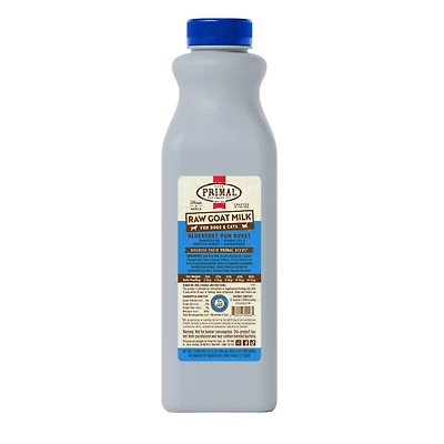 Primal - Raw Goat Milk for Dogs & Cats - Digestive Support & Hydration - Blueberry Pom Burst Recipe
