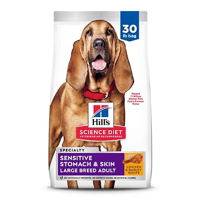 Science Diet - Large Breed Adult Dry Dog Food for Sensitive Stomach & Skin – Chicken & Barley Recipe – Supports Digestion