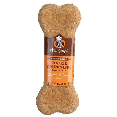 Etta Says - Crunchy Baked Natural Dog Treat - Corn & Soy Free - Cheddar & Bacon Bone
