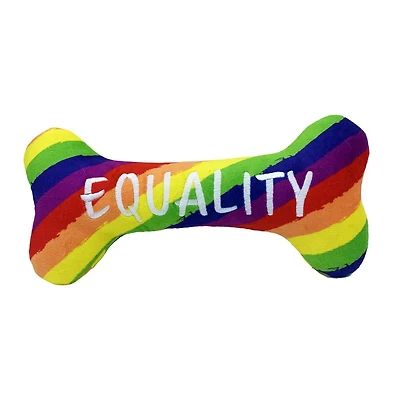 Huxley & Kent - Power Plush Dog Toy - Soft with Squeaker & Crinkle for Interactive Play - Pride Equality Bone