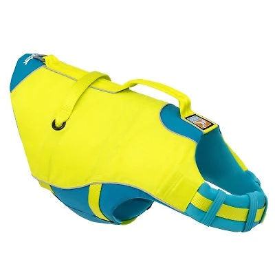 Kurgo - Surf N Turf Dog Life Jacket - High Buoyancy,  Adjustable & Reflective with Dual Handles - Yellow & Blue