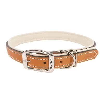 Coastal - Leather Dog Collar - Tan & Cream