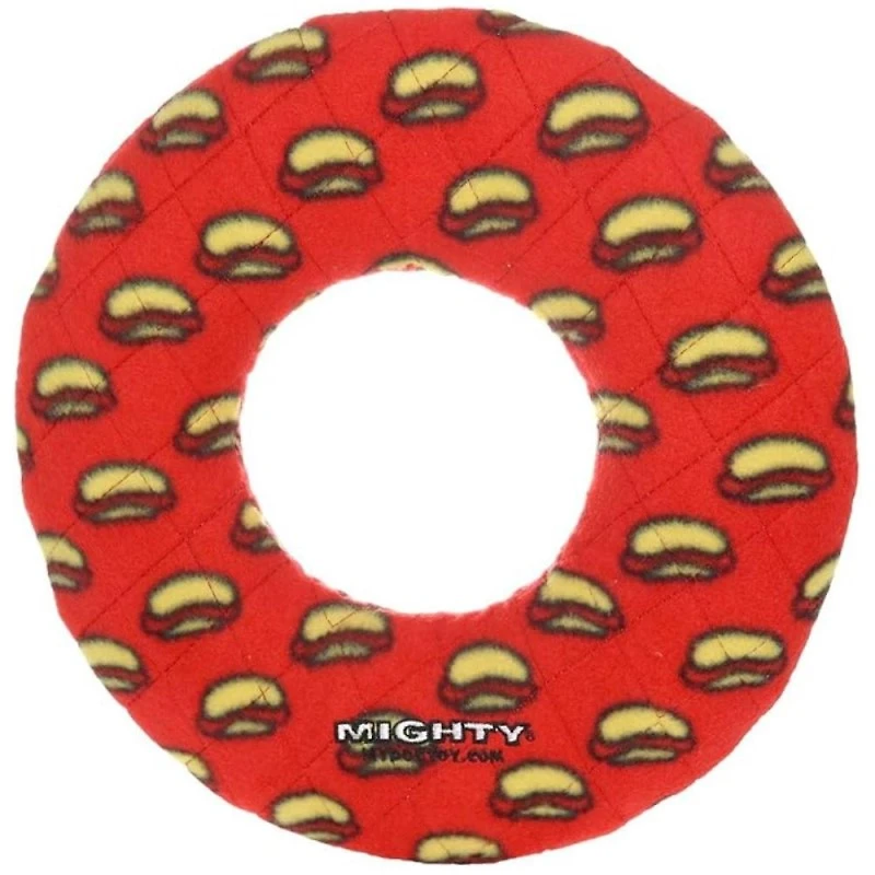 MIGHTY® - Dog Toy - Soft Fleece Ring with Squeaker for Interactive Play - Hotdog