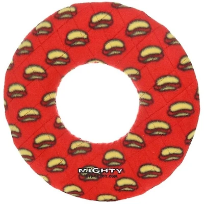 MIGHTY® - Dog Toy - Soft Fleece Ring with Squeaker for Interactive Play - Hotdog