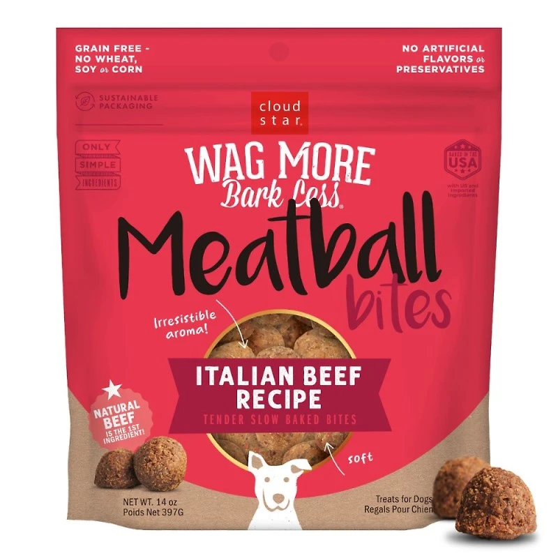 Cloud Star - Dog Treats - Wag More Bark Less Grain Free Meatballs Bites - Italian Beef Recipe