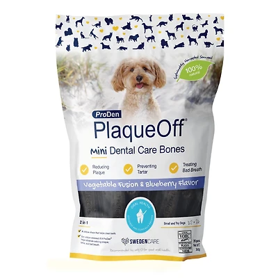 PlaqueOff - Dog Dental Bones - Mini Veggies & Blueberries