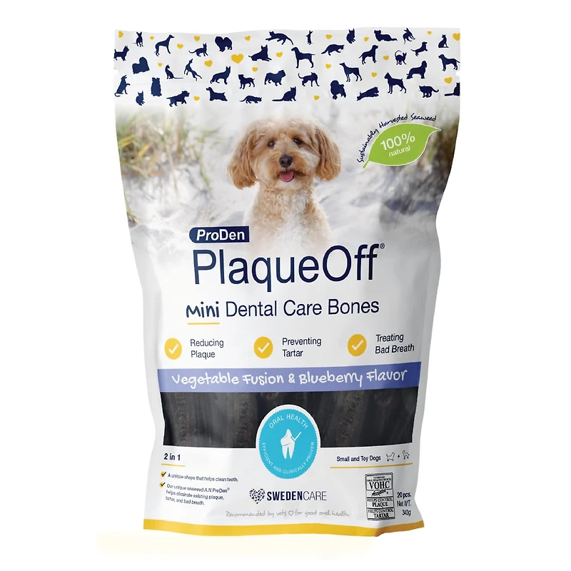 PlaqueOff - Dog Dental Bones - Mini Veggies & Blueberries