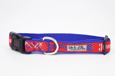Solo & Lilly - Dog Collar - Red,  White,  & Blue Bones