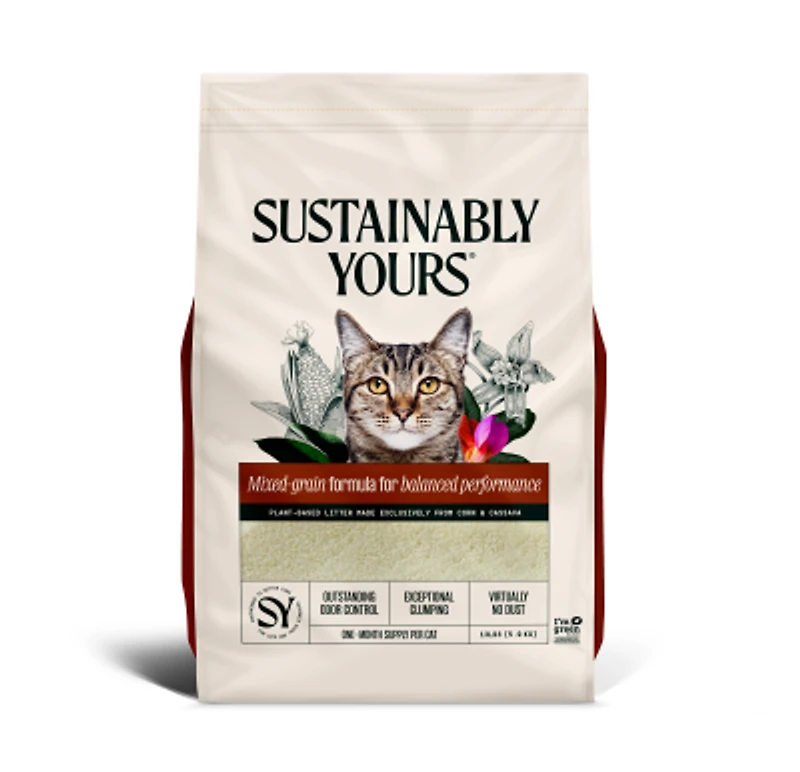 Sustainably Yours - Mixed Grain Clumping Cat Litter - Natural Plant Based Odor Control - Multi Cat