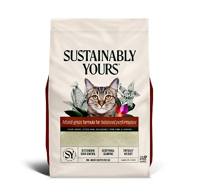 Sustainably Yours - Mixed Grain Clumping Cat Litter - Natural Plant Based Odor Control - Multi Cat