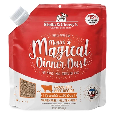 Stella & Chewy's - Freeze Dried Raw Dog Food Topper - Grain Free Meal Enhancer - Marie’s Magical Dinner Dust Grass Fed Beef Recipe