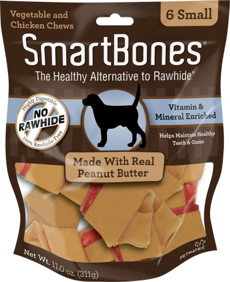 SmartBones - Dog Treats - Small Peanut Butter Chew Bones