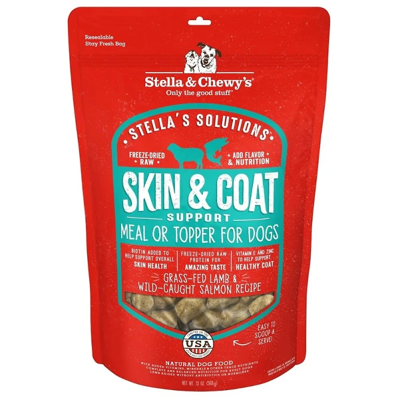 Stella & Chewy's - Freeze Dried Dog Food - Skin & Coat Support Meal or Topper - Grass Fed Lamb & Wild Caught Salmon Recipe