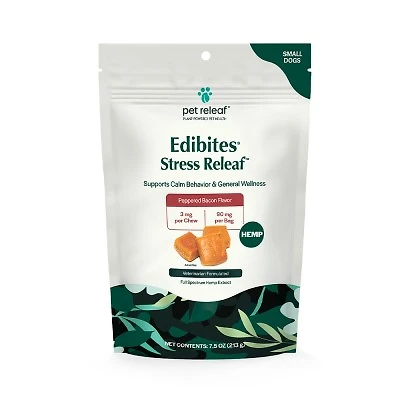 Pet Releaf - Hemp Extract Edibites - Stress Releaf Peppered Bacon Small Breed